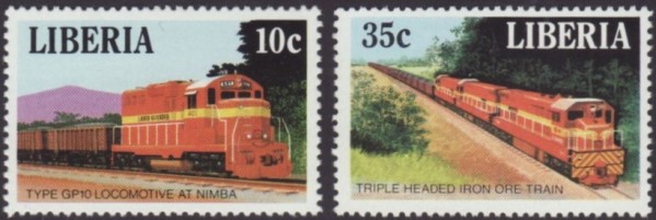 Liberia 1988 Trains and Locomotives Stamps Liberia 1988 Trains and Locomotives Stamps